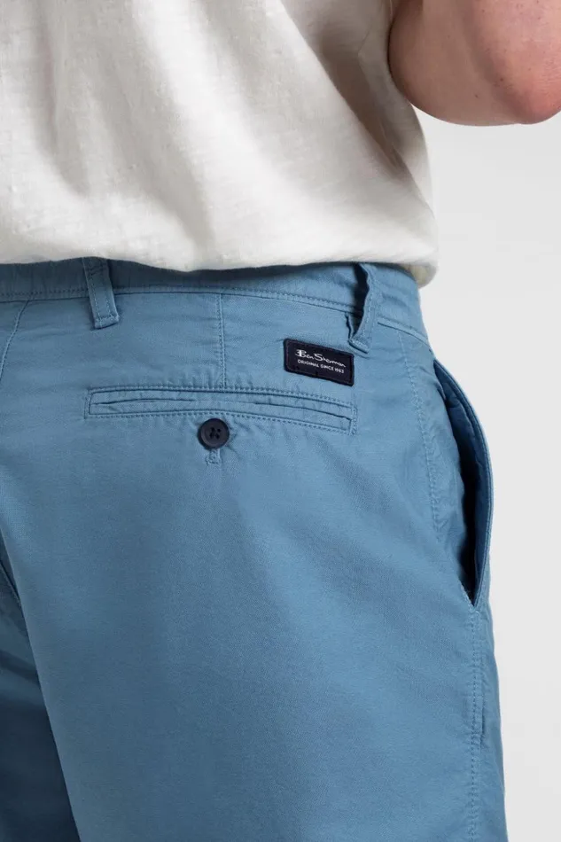 Men Ben Sherman Shorts Beatnik Oxford Garment Dye Slim Short 8211 Dusty Blue