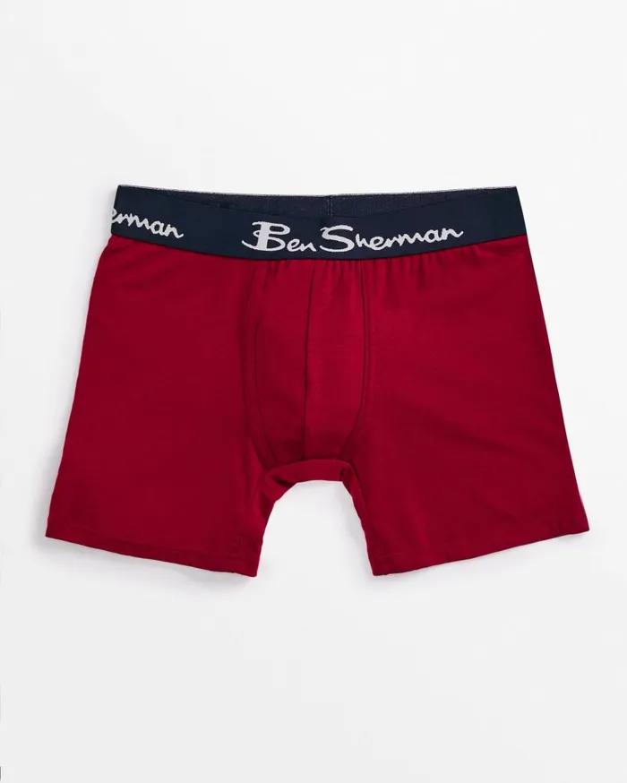 Men Ben Sherman Underwear 5Pack NoFly Cotton Stretch Boxer Briefs 8211 Red Multi