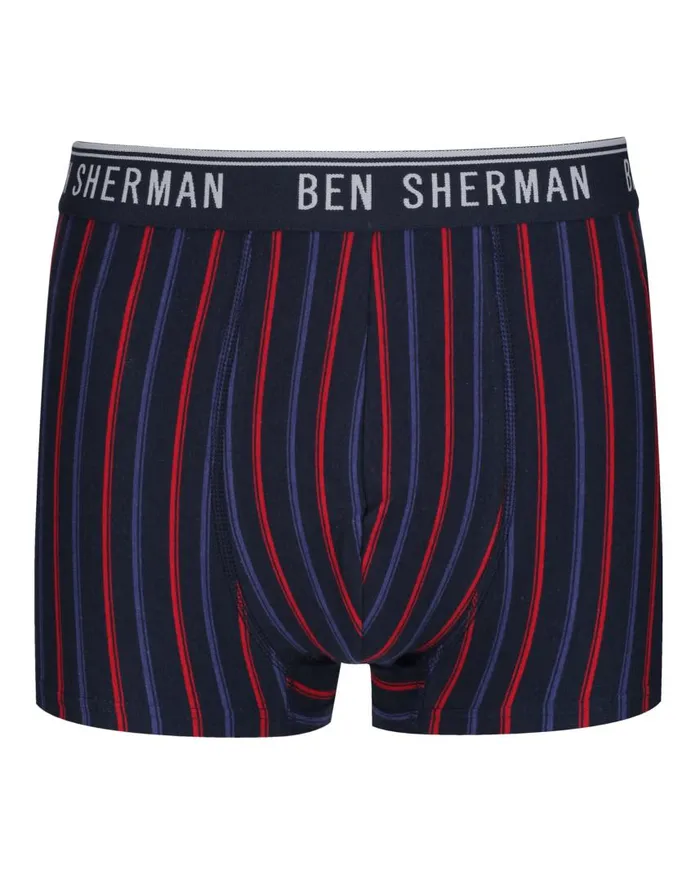 Men Ben Sherman Underwear Eli 2Pack Fitted NoFly BoxerBriefs 8211 Navy StripeGrey