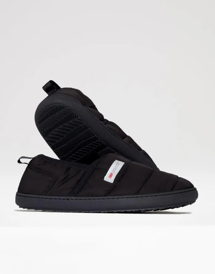 Men Black Thinsulate Padded Winter Mule Slippers Threadbare Slippers Men Black Thinsulate Padded Winter Mule Slippers Threadbare Slippers