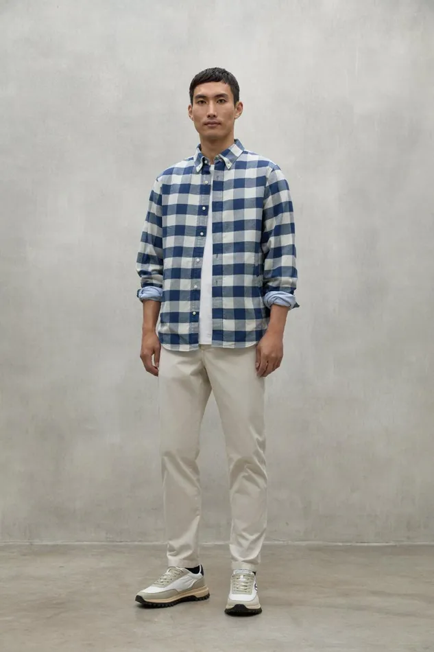 Men Blue And White Gaston Shirt Ecoalf Shirts