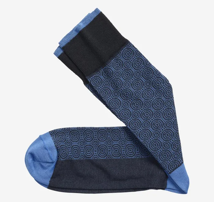 Men Circle Grid Socks Navy JohnstonandMurphy Socks