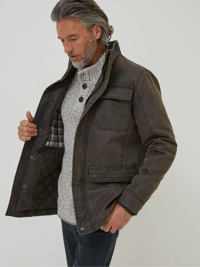 Men Coats and Jackets Fat Face Brown Broadsands Four Pocket Jacket