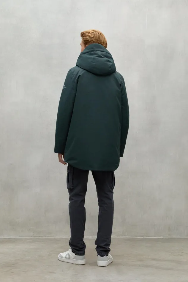 Men Dark Green Parko Coat Ecoalf Coats And Jackets