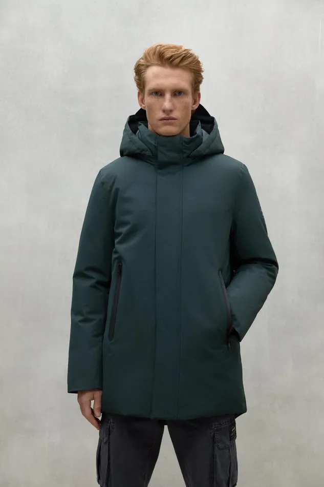 Men Dark Green Parko Coat Ecoalf Coats And Jackets