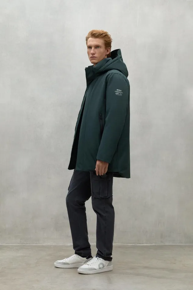 Men Dark Green Parko Coat Ecoalf Coats And Jackets