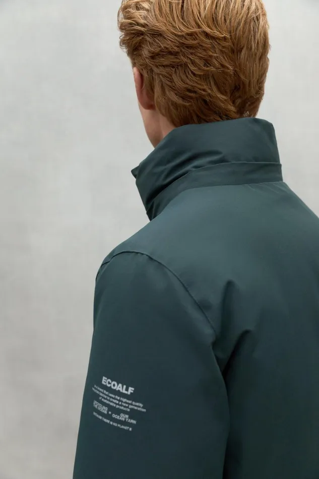 Men Dark Green Parko Coat Ecoalf Coats And Jackets
