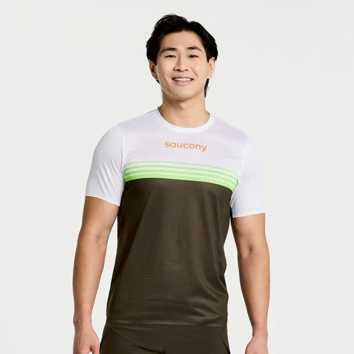 Men Elite Short Sleeve Umbra Saucony Tops