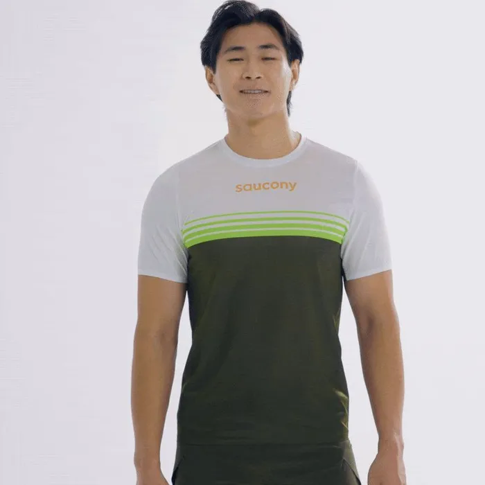 Men Elite Short Sleeve Umbra Saucony Tops