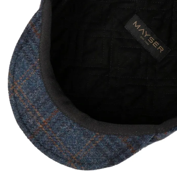 Men Flat Caps Mayser Frankie Soft Shetland Check Flat Cap Blue Men Flat Caps Mayser Frankie Soft Shetland Check Flat Cap Blue