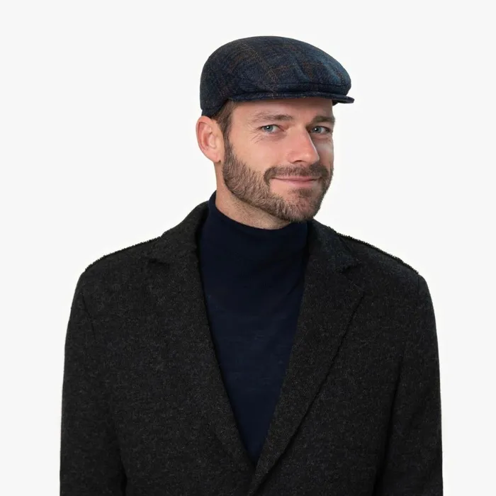Men Flat Caps Mayser Frankie Soft Shetland Check Flat Cap Blue Men Flat Caps Mayser Frankie Soft Shetland Check Flat Cap Blue