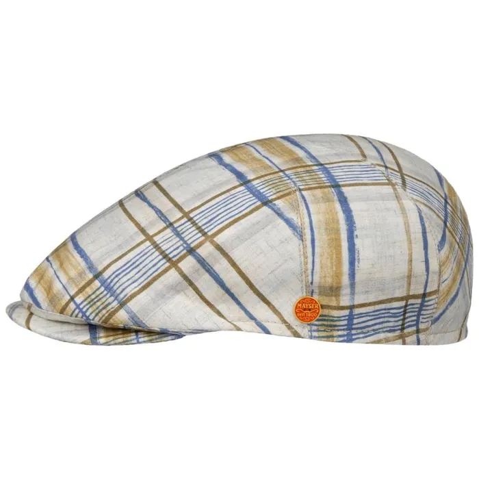 Men Flat Caps Mayser Sidney Amsterdam Check Flat Cap Beigeblue