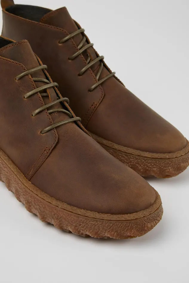 Men Ground MICHELIN Brown Lace Up Ankle Boot Camper Ankle Boots