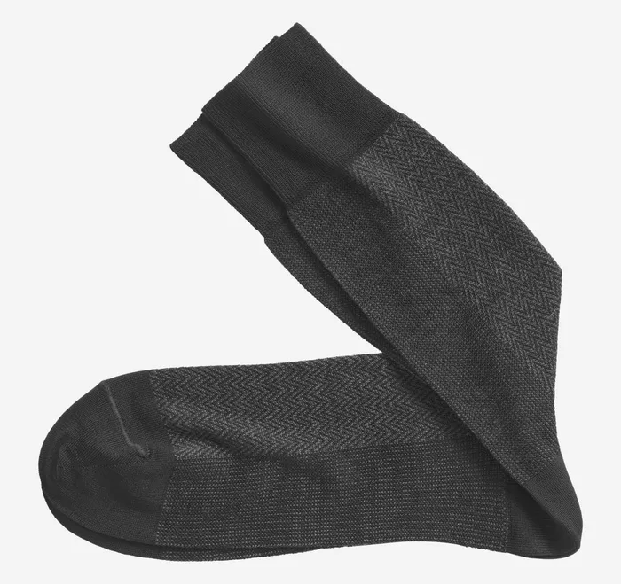 Men Herringbone Panel Socks Black JohnstonandMurphy Socks