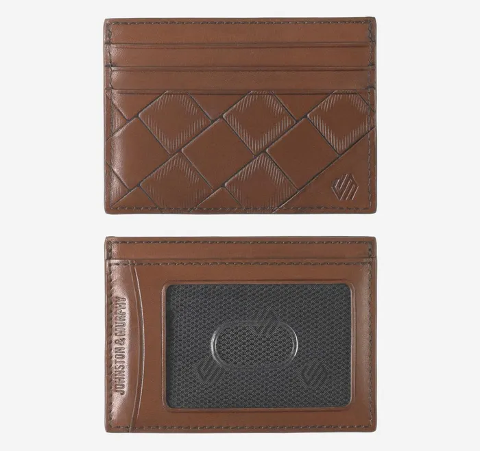 Men Hudson Basketweave Weekender Case Brown JohnstonandMurphy Wallets
