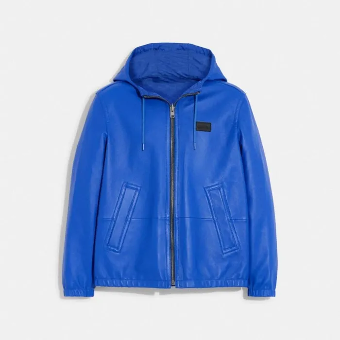 Men Jackets and Outerwear Coach Reversible Leather Jacket Bright Bluebright Blue Sig