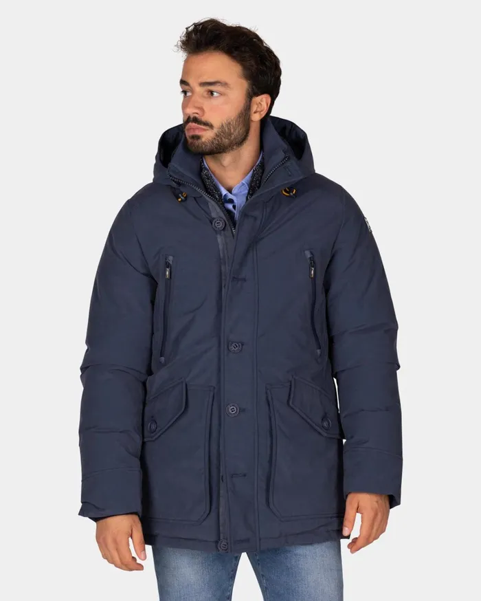Men Jackets NZA New Zealand Auckland Canvas Blue Parka Jacket 8211 Tin Blue