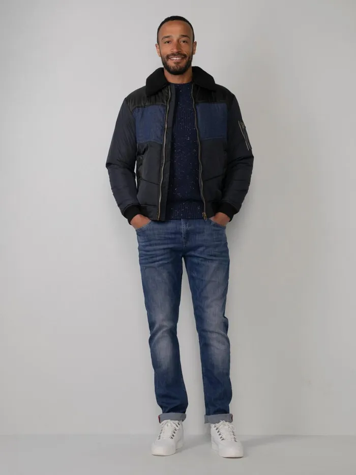 Men Jackets Petrol Industries Lined Denim Jacket Dark Navy