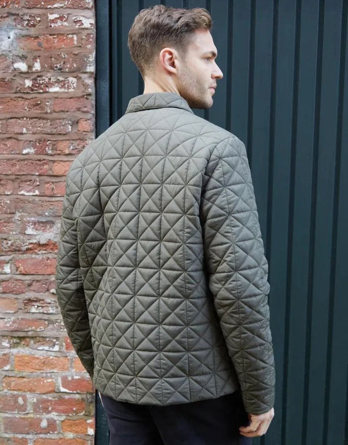 Men Khaki Collared Quilted Jacket Threadbare Jackets Men Khaki Collared Quilted Jacket Threadbare Jackets