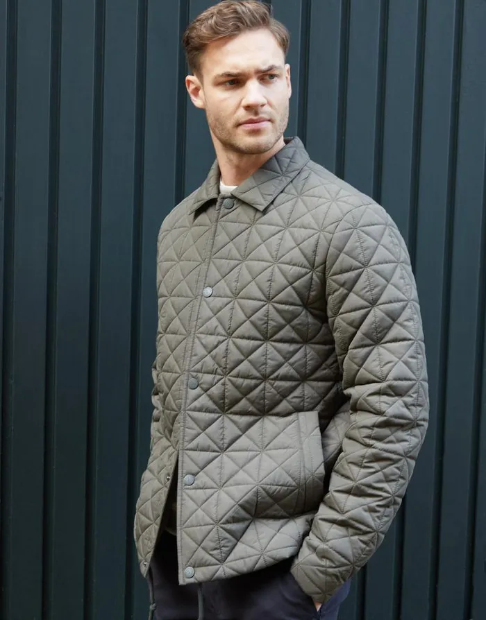 Men Khaki Collared Quilted Jacket Threadbare Jackets Men Khaki Collared Quilted Jacket Threadbare Jackets