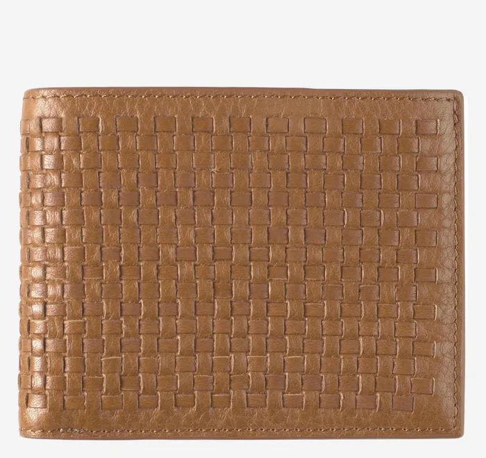 Men Kingston Woven Billfold Brown JohnstonandMurphy Wallets
