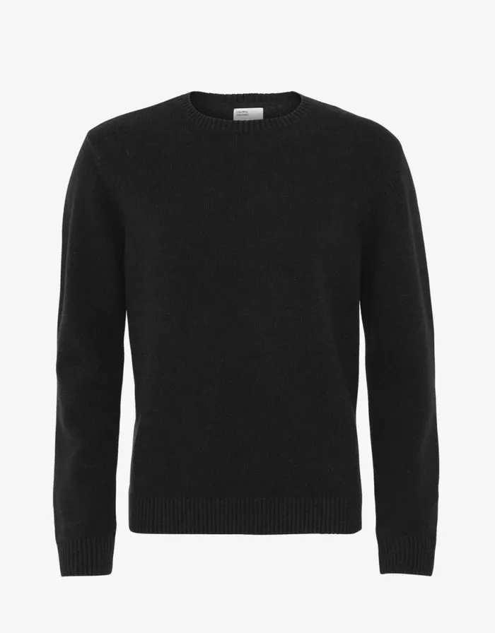 Men Knit Sweaters Colorful Standard Classic Merino Wool Crew Deep Black