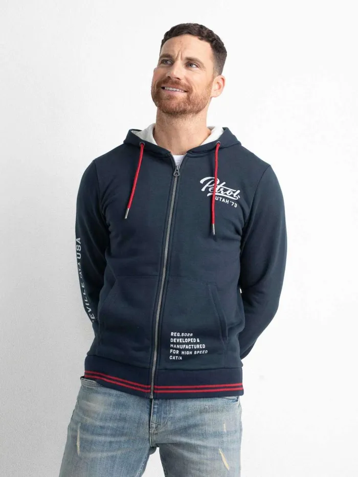 Men Knits and Sweats Petrol Industries Zipped Hoodie Midnight Navy