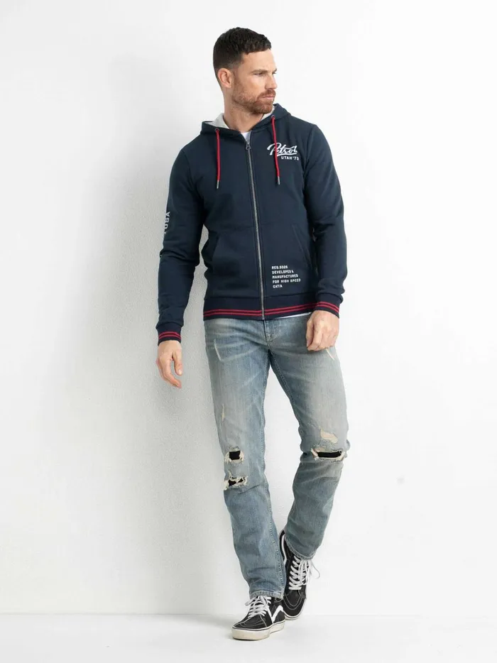 Men Knits and Sweats Petrol Industries Zipped Hoodie Midnight Navy