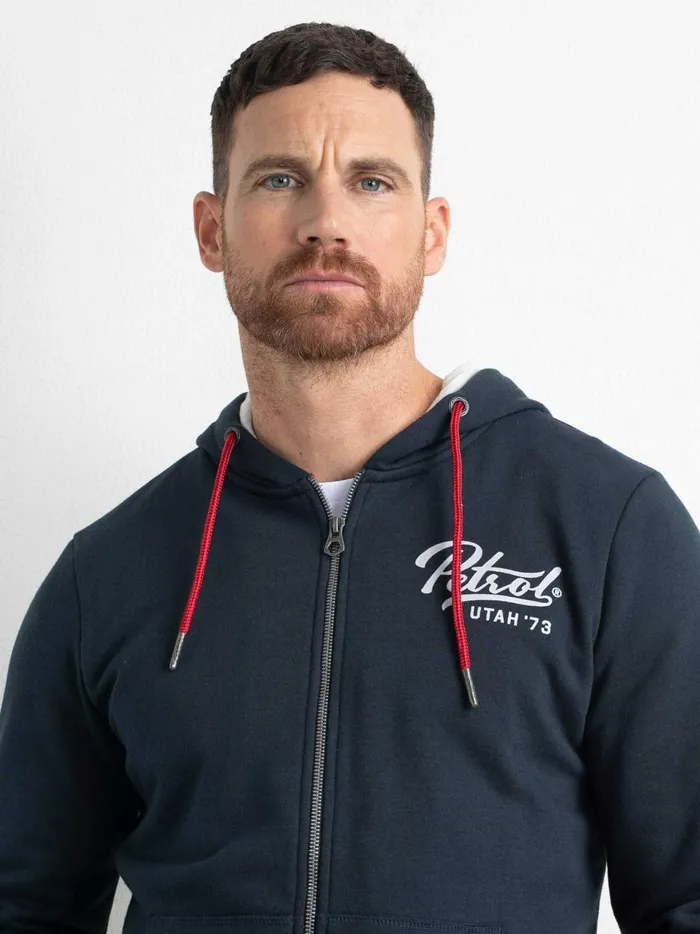 Men Knits and Sweats Petrol Industries Zipped Hoodie Midnight Navy