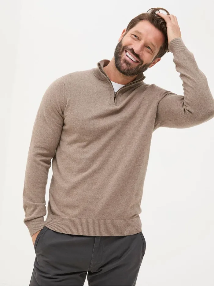 Men Knitwear Fat Face Rye Natural HalfNeck