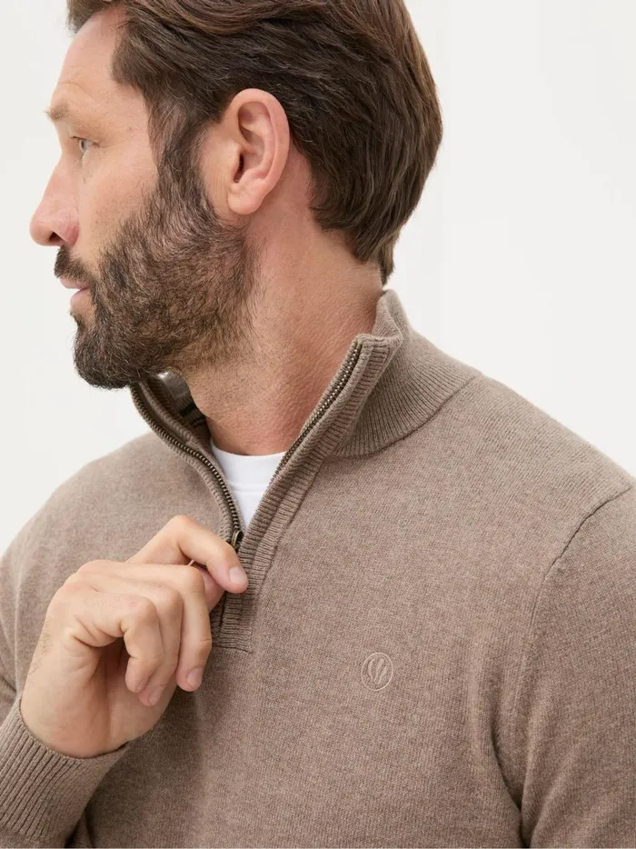 Men Knitwear Fat Face Rye Natural HalfNeck