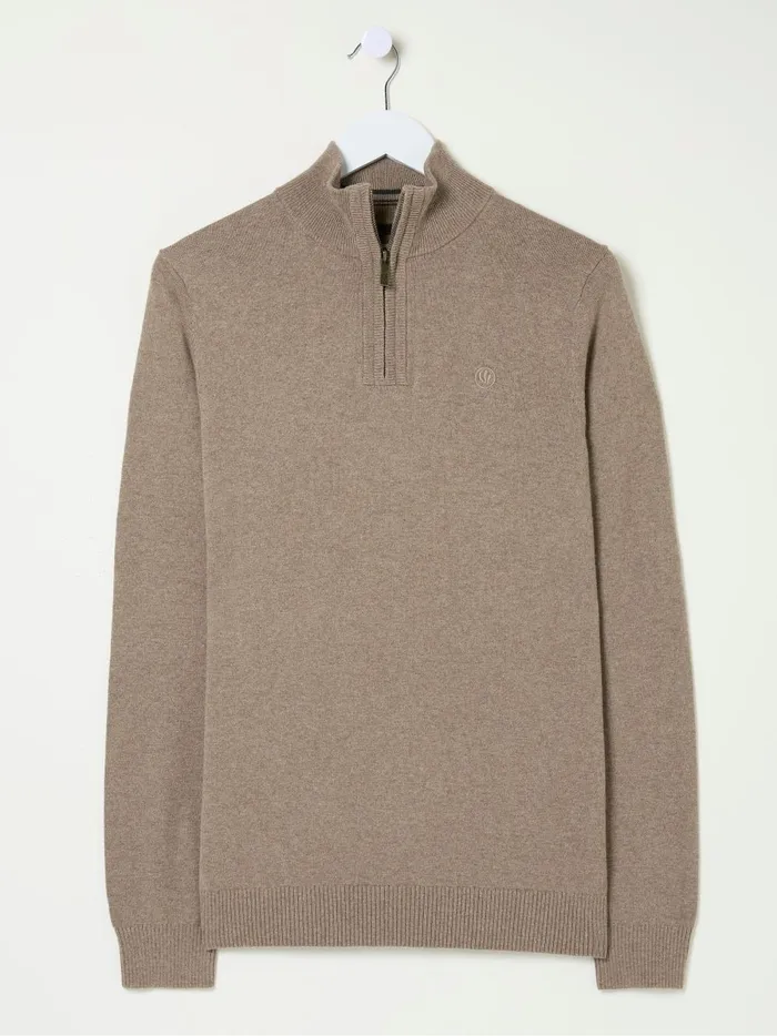 Men Knitwear Fat Face Rye Natural HalfNeck