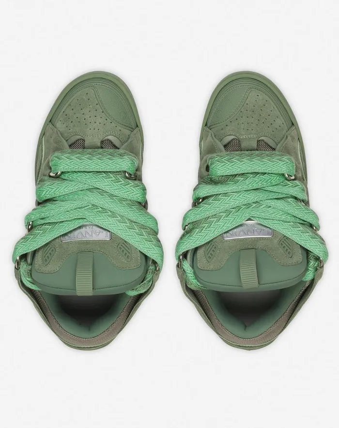 Men Lanvin Curb Curb Leather Sneakers Vert De Gris Men Lanvin Curb Curb Leather Sneakers Vert De Gris
