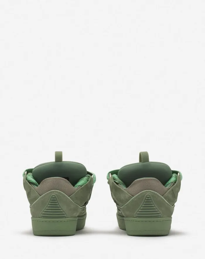 Men Lanvin Curb Curb Leather Sneakers Vert De Gris Men Lanvin Curb Curb Leather Sneakers Vert De Gris