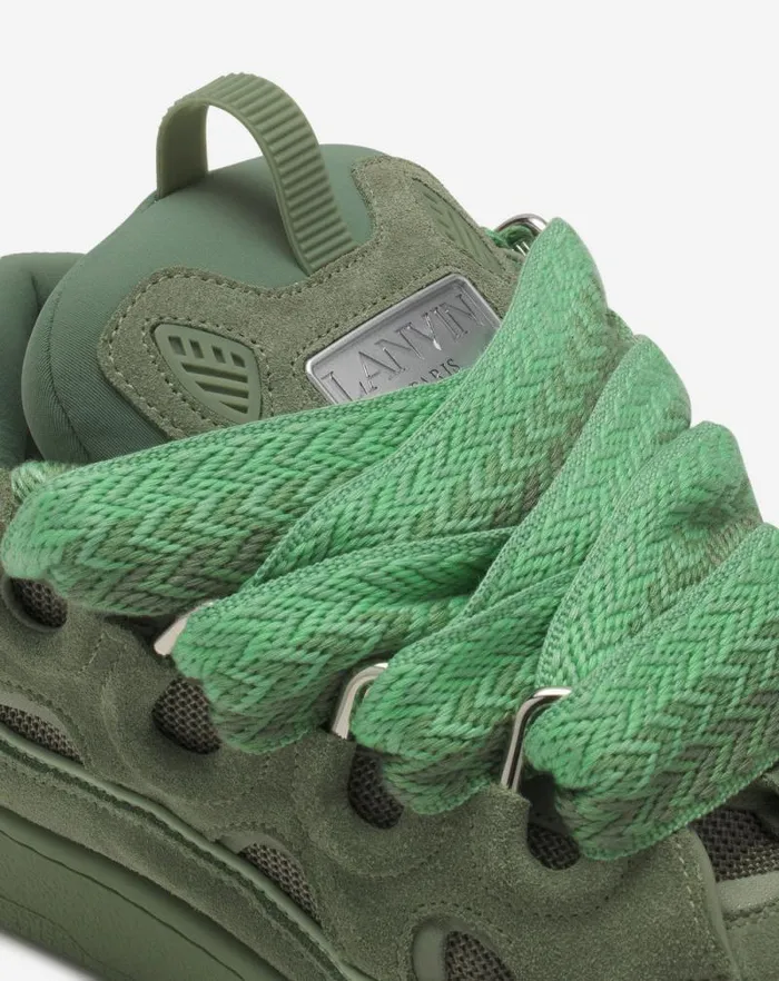 Men Lanvin Curb Curb Leather Sneakers Vert De Gris Men Lanvin Curb Curb Leather Sneakers Vert De Gris