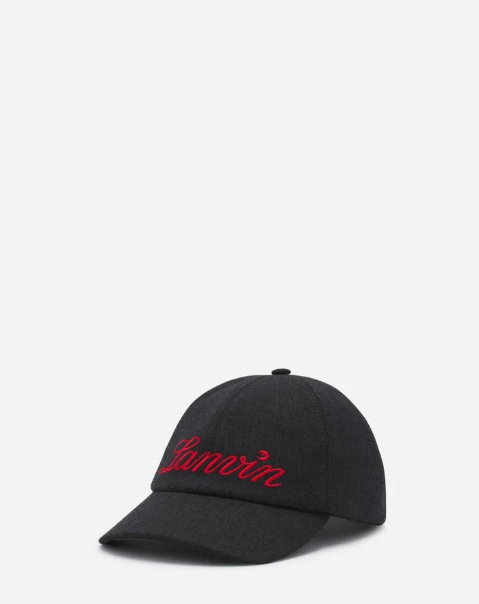 Men Lanvin Hats Lanvin Script Wool Cap Anthracitered
