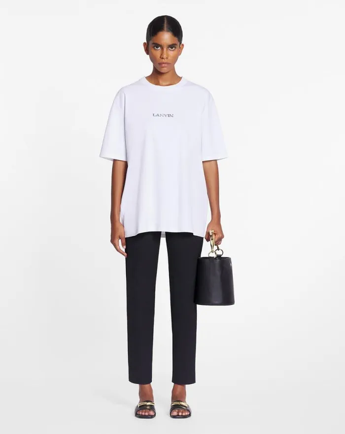 Men Lanvin Tshirts and Polos Unisex Lanvin Logo Tshirt Optic White Men Lanvin Tshirts and Polos Unisex Lanvin Logo Tshirt Optic White