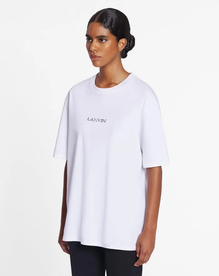 Men Lanvin Tshirts and Polos Unisex Lanvin Logo Tshirt Optic White Men Lanvin Tshirts and Polos Unisex Lanvin Logo Tshirt Optic White