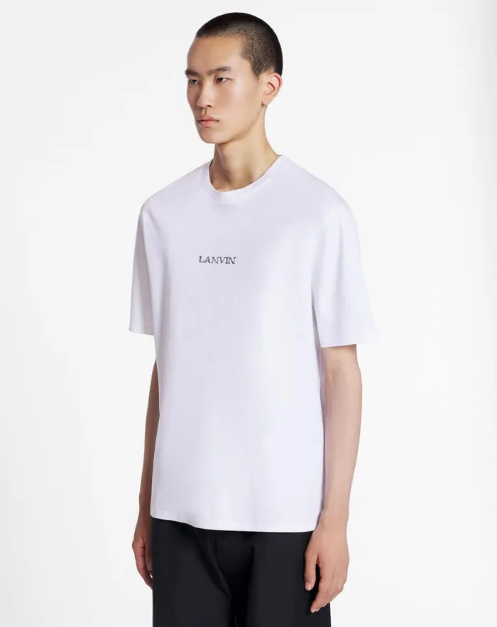 Men Lanvin Tshirts and Polos Unisex Lanvin Logo Tshirt Optic White Men Lanvin Tshirts and Polos Unisex Lanvin Logo Tshirt Optic White