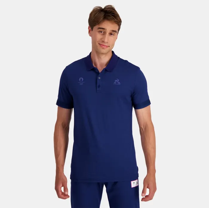 Men Le Coq Sportif Polos Shirts Paris 2024 Polo Shirt Blue Depths