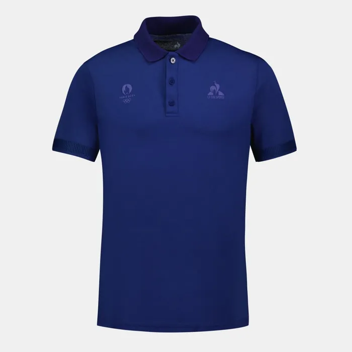 Men Le Coq Sportif Polos Shirts Paris 2024 Polo Shirt Blue Depths