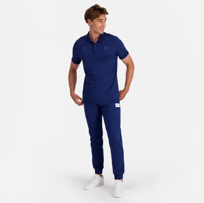 Men Le Coq Sportif Polos Shirts Paris 2024 Polo Shirt Blue Depths