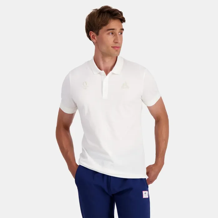 Men Le Coq Sportif Polos Shirts Paris 2024 Polo Shirt Marshmallow