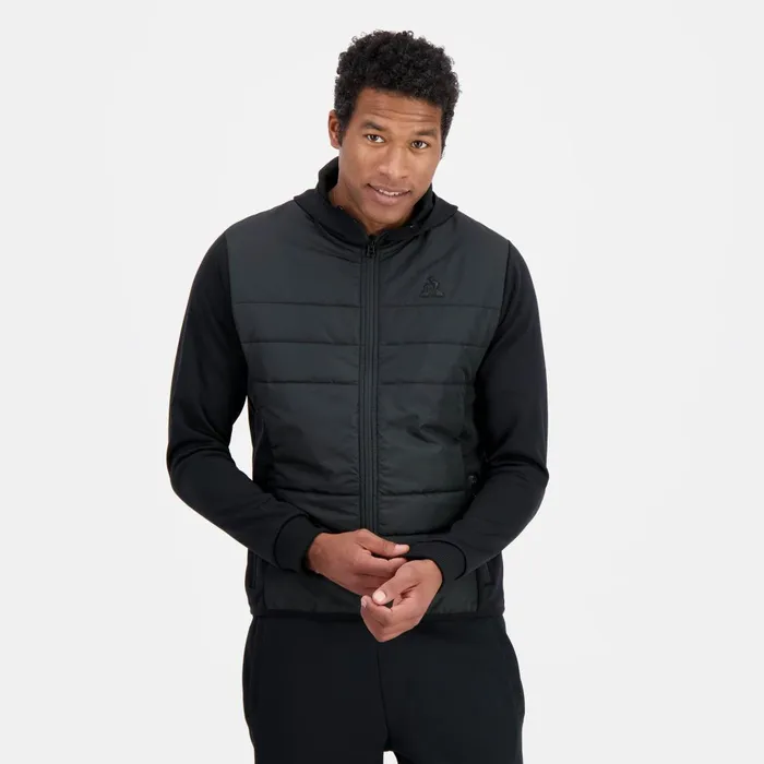 Men Le Coq Sportif Sweatshirts Ton Sur Ton ZipUp Hoodie Hybride Dperlant Black