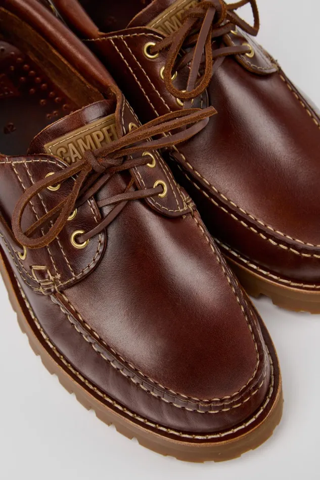 Men Nautico Brown Leather Moccasin Shoes Camper Casual Shoes