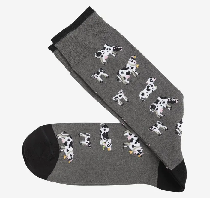 Men Novelty Socks Gray Cow JohnstonandMurphy Socks
