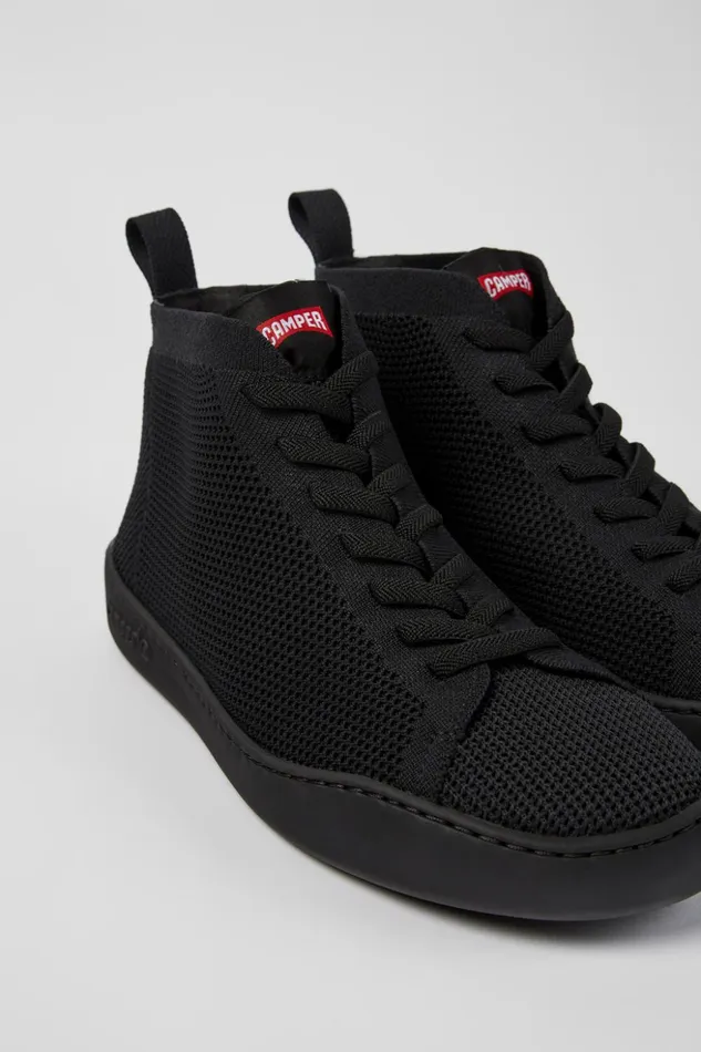 Men Peu Touring Black Onepiece Knit Sneakers Camper Ankle Boots