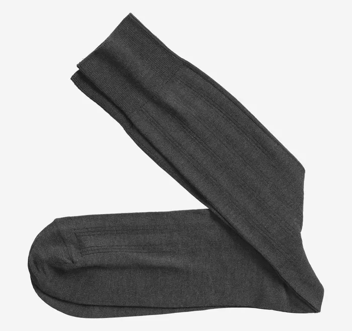 Men Pima Cotton Ribbed Socks Charcoal JohnstonandMurphy Socks