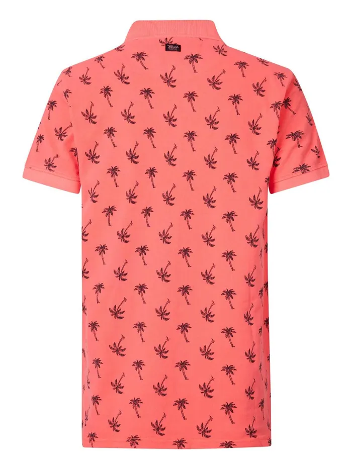 Men Polo Shirts Petrol Industries Palm Tree Polo Shirt Fiery Coral