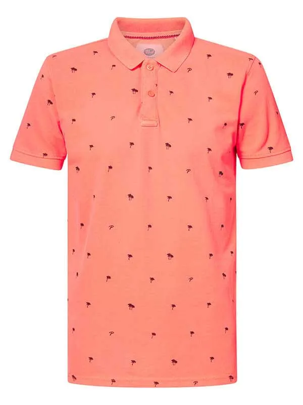 Men Polo Shirts Petrol Industries Palm Tree Polo Shirt Fiery Coral